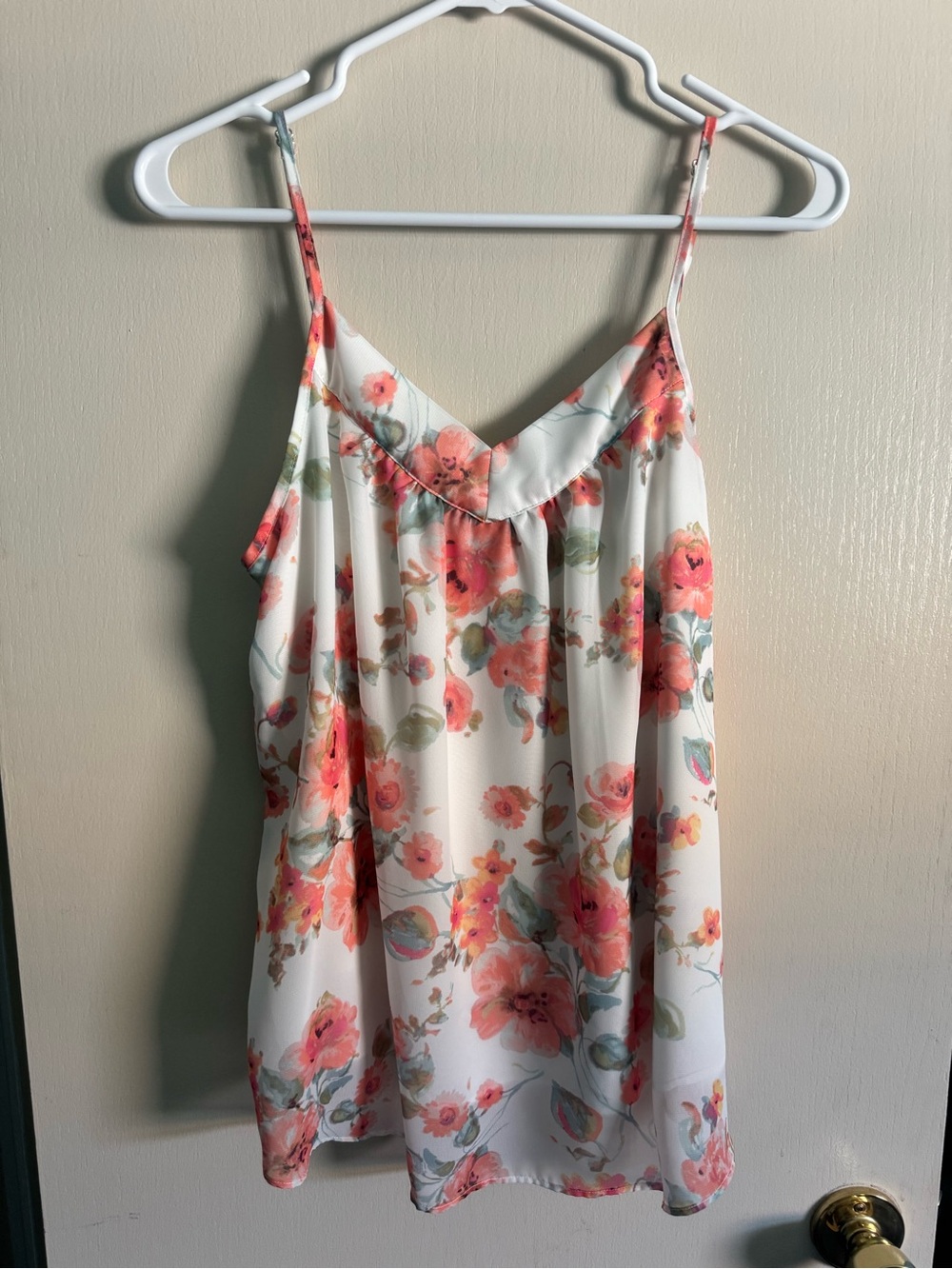 Pulse White Camisole with Coral Floral Print